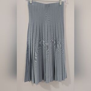 Blue Knit Pleated Skirt